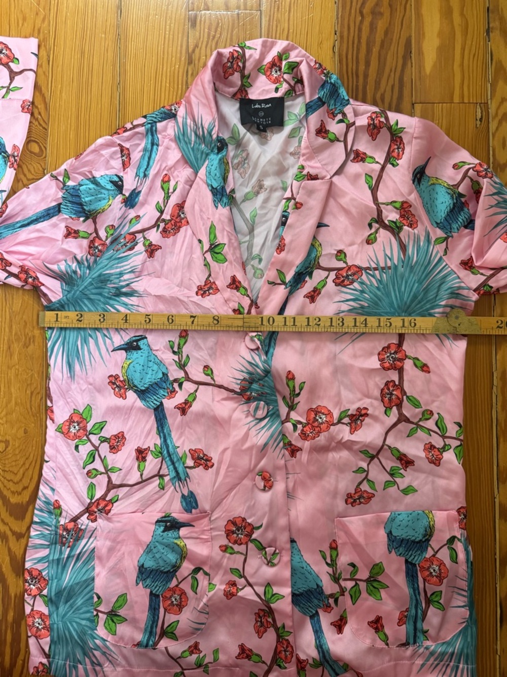 Barneys New York Lobo Rosa Floral & Bird Pajama Top - Picture 7 of 8